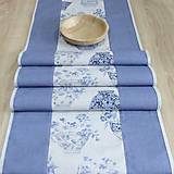 Úžitkový textil - LINA - kvetinové šálky na sivom melíre - stredový obrus - 14211362_