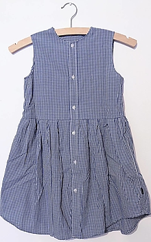Detské oblečenie - ♻️👗 Detské košeľové šaty upcyklované (Modré kocky + scrunchie - 116) - 14210608_