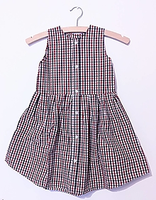Detské oblečenie - ♻️👗 Detské košeľové šaty upcyklované (Červeno-modro-biele - 110) - 14210622_