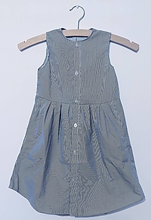 Detské oblečenie - ♻️👗 Detské košeľové šaty upcyklované (Modré pásiky + scrunchie - 116) - 14210631_