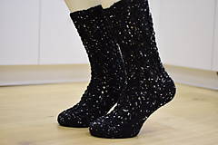Ponožky, pančuchy, obuv - vysoké dámske s osmičkovým a dierkovaným vzorom - čierna (v.38-40) - 14210191_
