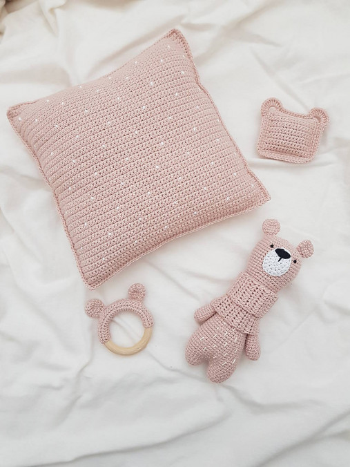 Hračky - Háčkovaná sada pre detičky - ružová - 14209127_