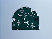 Čiapky, čelenky, klobúky - Lesné zvieratá zelená čiapka, nákrčník alebo set - 14213124_