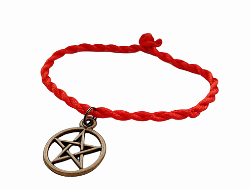 Náramky - Červený náramok Pentagram - 14212781_