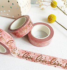 Papier - ozdobná papierová washi páska Pastelová svadba (love ♥) - 14214587_