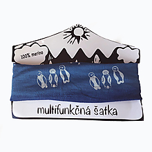 Šatky - Multifunkčná šatka tučniaci - modrá - 14215959_