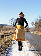Sukne - Midi žltá dvojvrstvová sukňa - 14213891_