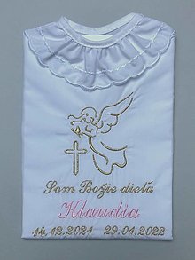 Detské oblečenie - Košieľka na krst K40 ružovo zlatá - 14215704_