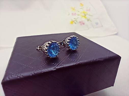 Náušnice - Náušnice - Akvamarín, Silver - 14216094_