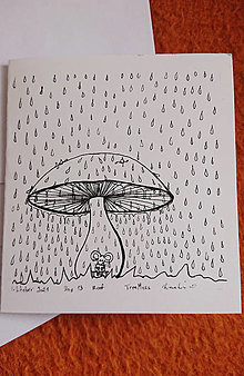 Papiernictvo - "V daždi" art print, pohľadnica omaľovánka - 14217920_