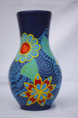 Dekorácie - Veľká keramická ručne maľovaná váza Zentagle kvety - 14218312_