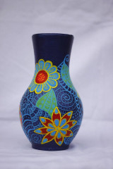 Dekorácie - Veľká keramická ručne maľovaná váza Zentagle kvety - 14218315_