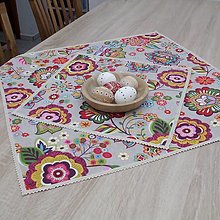 Úžitkový textil - TILDA - farebné ornamentové kvety - obrus štvorec - 14216444_