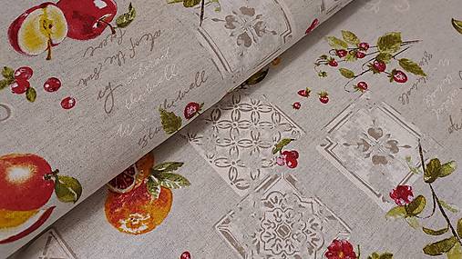 Textil - Látka záhradné ovocie na režnej - 14223751_