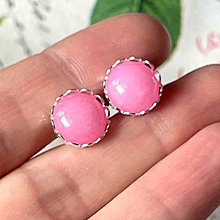 Náušnice - Pink Jade Stud Earrings / Napichovacie náušnice s jadeitom - 14222185_
