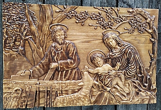 Dekorácie - Sv. rodina drevorezba (Jozef pri práci) - 14224096_
