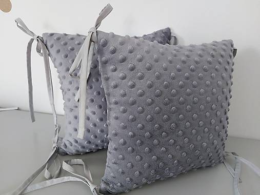 Detský textil - Vankúšový mantinel ... minky mentol (30 x 30 cm - Šedá) - 14220241_