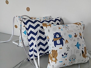 Detský textil - Vankúšový mantinel ... medveď (30 x 30 cm - Modrá) - 14220273_