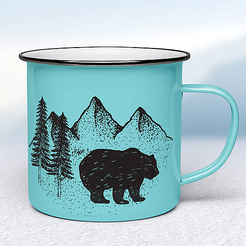 Nádoby - Tyrkysový smaltovaný hrnček - 14224256_