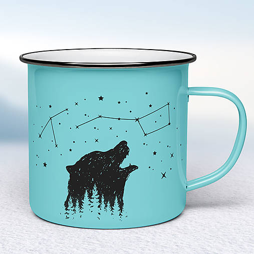 Nádoby - Tyrkysový smaltovaný hrnček - 14224257_