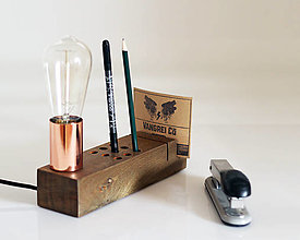 Svietidlá - FABRIK - Elektrická lampa na edisonku s držiakom na ceruzky, organizér  - 14224447_