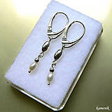 Náušnice - Stříbrné náušnice s oválnou perlou a olivkou Ag925 - 14225268_