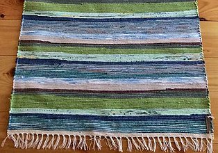 Úžitkový textil - Zelený pruhovaný koberec - 14227545_