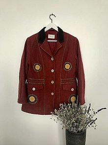 Bundy a kabáty - Vlnený sako-kabátik škoricový s manchestrovým golierom - 14227371_