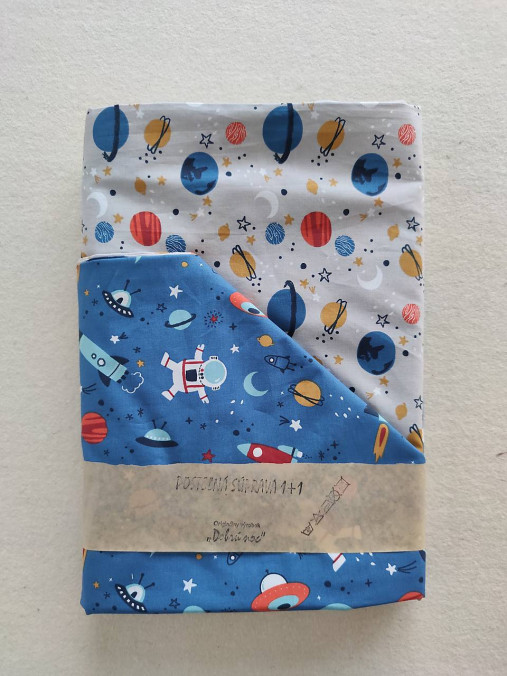 Detský textil - VLNIENKA Detské obliečky obojstranná do postieľky na mieru  100% bavlna  FR Vesmír, kozmonaut, ufo, raketa, planéty,  - 14226405_