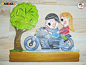 Tabuľky - Menovka - dvojica na motorke - 14227501_