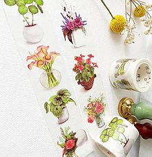 Papier - dekoračná papierová washi páska Izbové rastliny - 14227328_