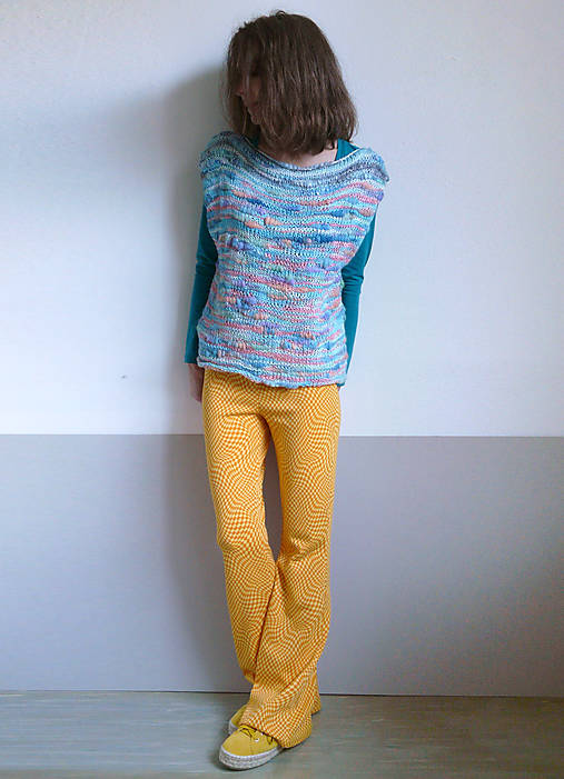 Vesty - vesta farebná modro-zelená,bambus -vlna - 14227777_