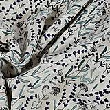 Textil - kvety na prírodnej, 100 % ľan, šírka 140 cm - 14229756_