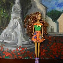 Hračky - Dvojkomplety a trojkomplety pre Barbie (oranžovo-zelený) - 14232808_