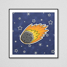 Grafika - Čo vesmírom lieta - štvorcová grafika (asteroid) - 14230449_