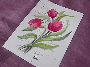 Papiernictvo - Maľovaná pohľadnica - Tulipány - 14236960_