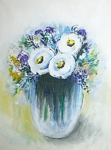Obrazy - Biele kvety - 14236771_