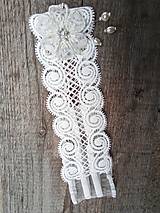 Spodná bielizeň - svadobný podväzok Ivory - ivory vyšívaný kvet - 14233604_