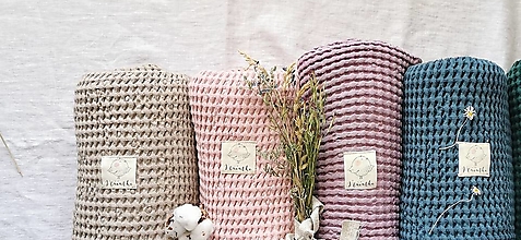 Úžitkový textil - Ľanový waflový uterák (100x140) - 14233105_