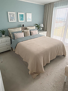 Úžitkový textil - Ľanový waflový prehoz na posteľ - extra veľký - rôzne farby (200 x 250 cm) - 14233224_