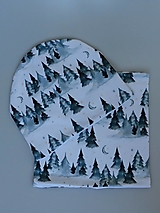 Čiapky, čelenky, klobúky - Zima v lese biela čiapka, nákrčník alebo set - 14240092_
