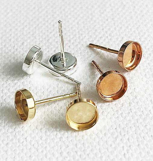 Komponenty - 18 k žltým zlatom pozlátené strieborné Ag 925 napichovacie puzety, 8 mm - 14237887_