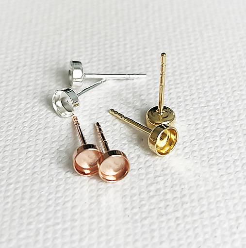 Komponenty - Pozlátené strieborné Ag 925 napichovacie puzety, 4 mm - 14237975_