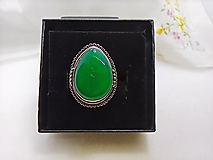 Prsteň/silver Ag 925, Green Ónyx