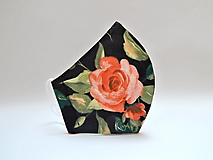 Rúška - Dámske rúško - maľované ruže na čiernom - 14240831_