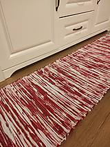 Úžitkový textil - Ručne tkaný koberec, červený melír - 14242243_