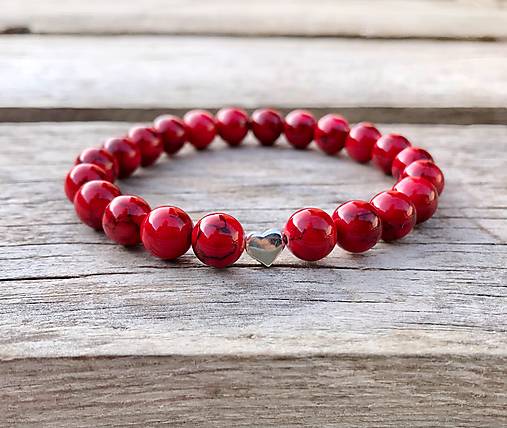 Náramky - Náramok so strieborným srdiečkom AG925 - jadeit   - 14241674_