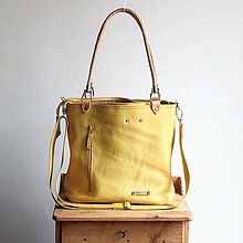 Veľké tašky - Kožená kabelka Klasik Daily *Yellow* - 14242760_