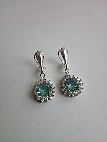 Náušnice - Klipsne Zircon Sun Turquoise - 14244531_