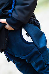 Detské oblečenie - softschell nohavice tmavomodré pudlové s barančekom - 14243015_